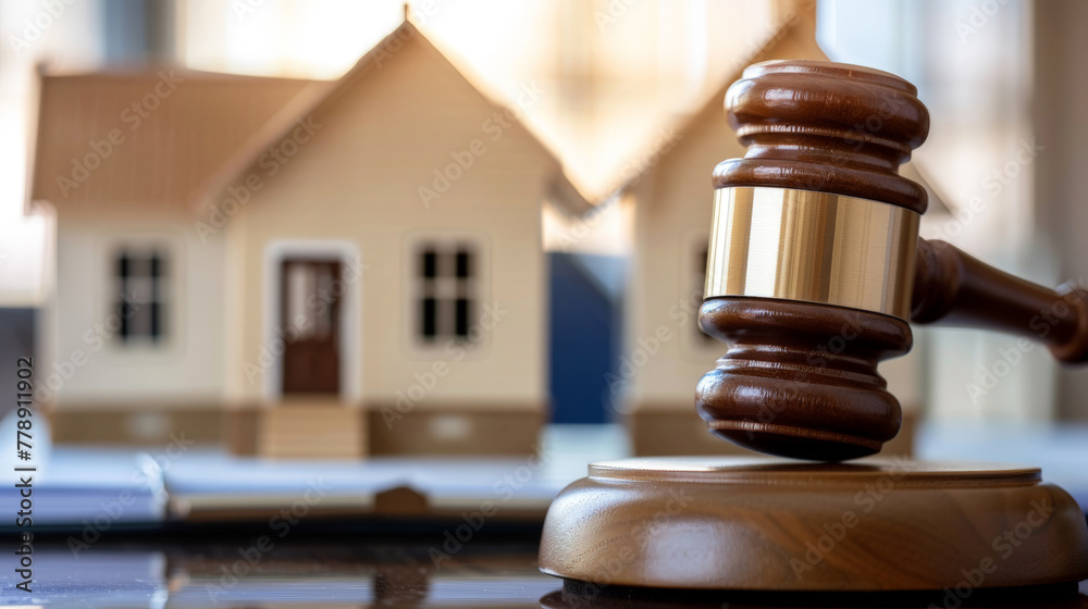 Wooden Judge's Gavel and Scales of Justice in a Courtroom Wooden Judge's Gavel and Scales of Justice in a Courtroom