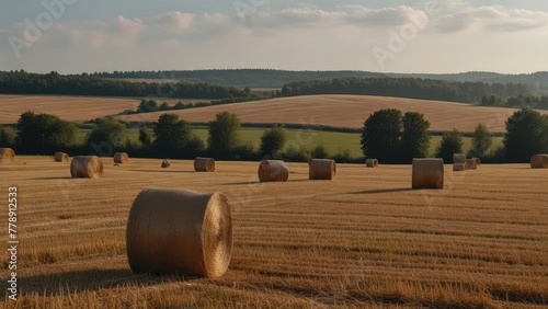 hay bales in a field.Generative with AI
