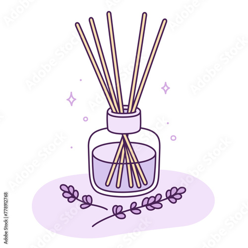Lavender scented fragrance reed diffuser drawing