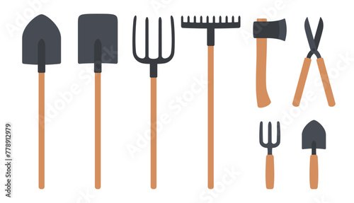 Gardening and farming tools illustration set photo