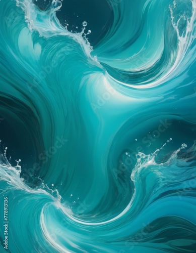 A stock image showcasing a dynamic composition of turquoise swirls  resembling water or marble  perfect for abstract backgrounds