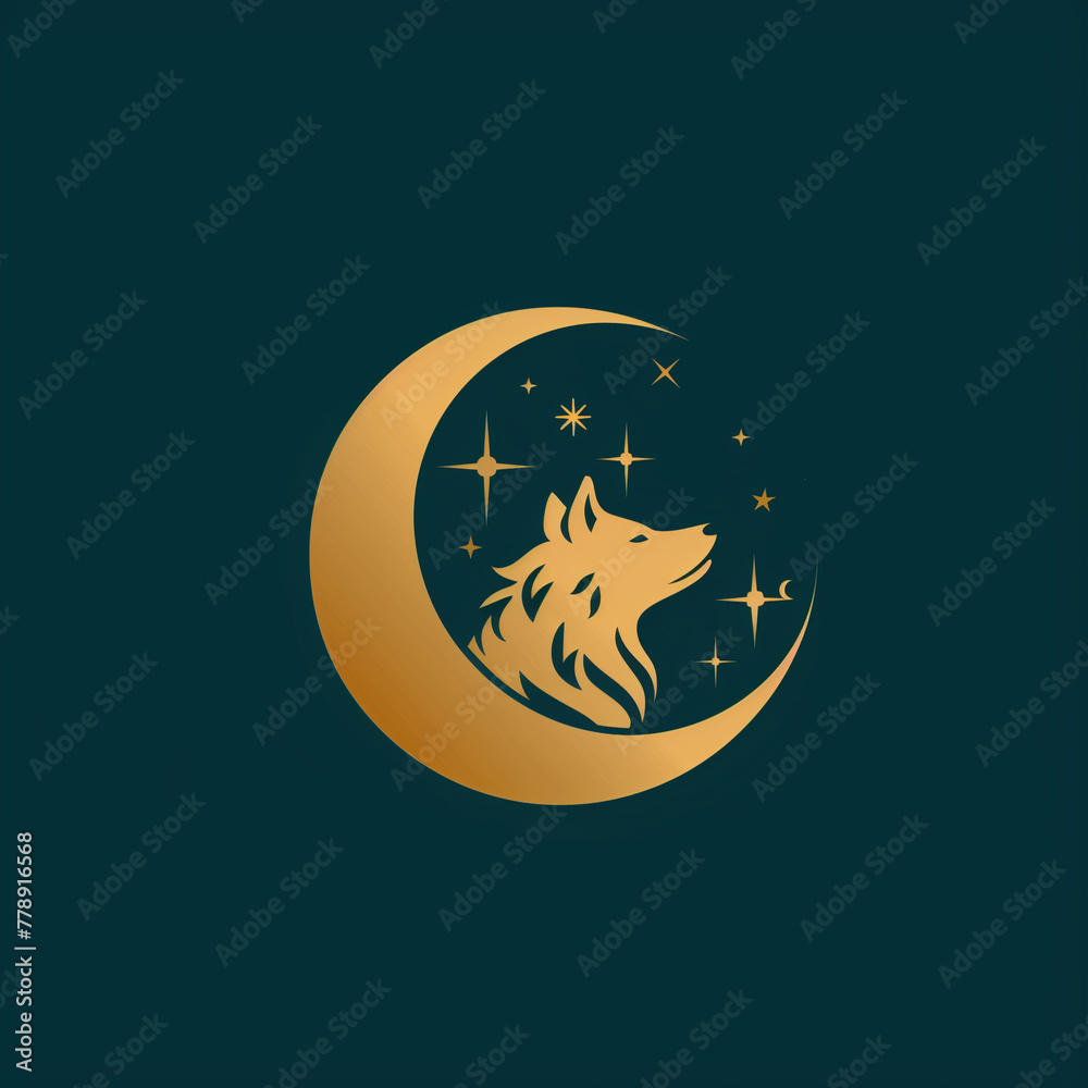 Wolf head and moon logo Wolf head and moon logo