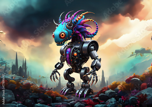 robot monster, cartoon