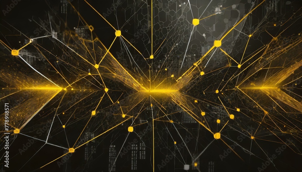 Obraz premium Dark Grey and Bold Yellow Virtual Network