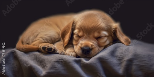 brown puppy sleeping Generative AI © Valentine