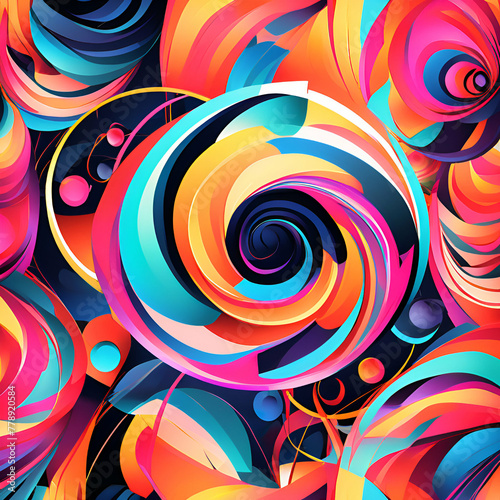 Abstract background with vibrant colored cicle and curvy shapes 