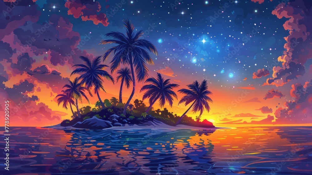 Illustration of a quaint peaceful island