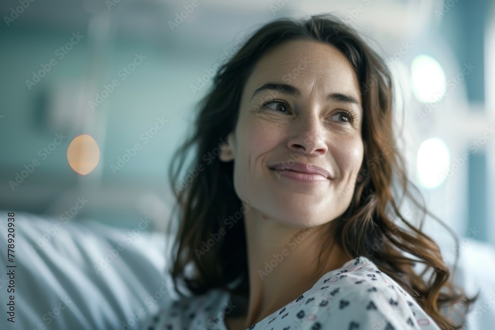 Photo-realistic portrait of a woman smiling gently Photo-realistic portrait of a woman smiling gently