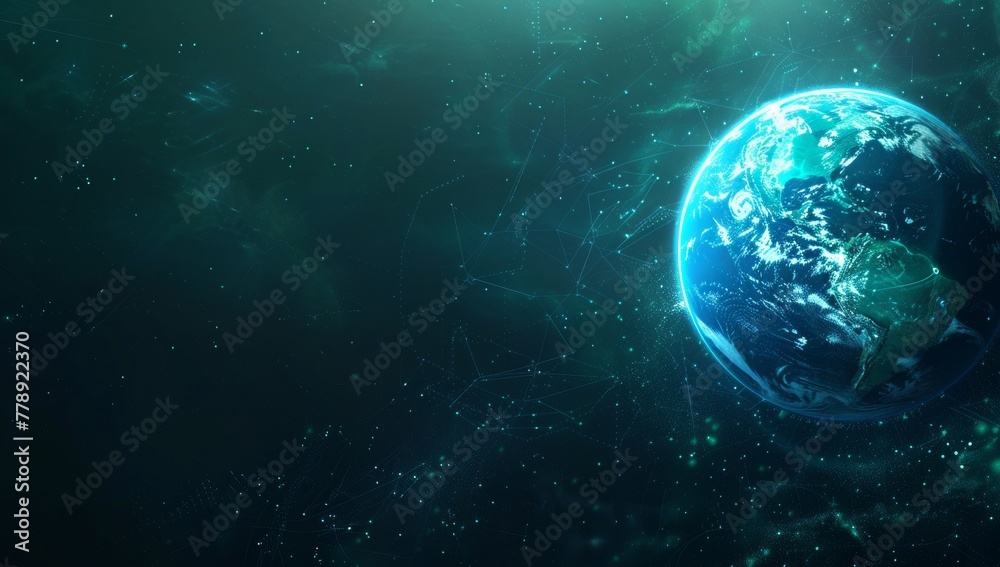 Obraz premium Planet Earth against Star Map, Green Nebula