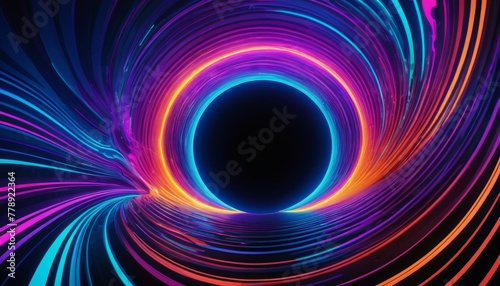 A digital rendering of a vibrant wormhole swirling with neon blues and pinks, conveying a sense of sci-fi adventure and infinite possibilities