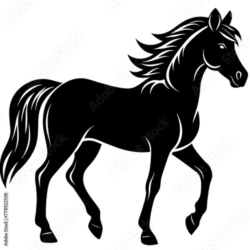 horse illustration  black horse silhouette vector illustration icon svg animals acoustic horse characters Holiday t shirt Hand drawn trendy Vector illustration horse on black background