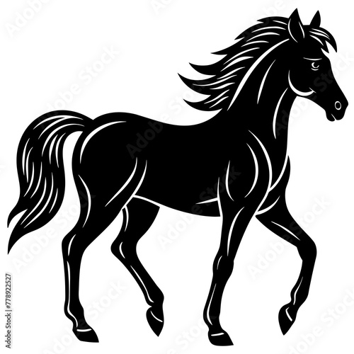 horse illustration  black horse silhouette vector illustration icon svg animals acoustic horse characters Holiday t shirt Hand drawn trendy Vector illustration horse on black background