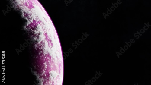 Pink planet in space. Universe and planet. 3D-Rendering. Animation	
