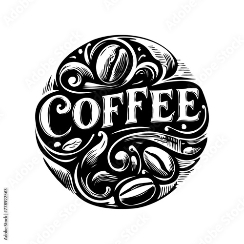 This icon is perfect for any design related to coffee shops, cafes or beverage production. The word "coffee" is written in a bold, stylized font.