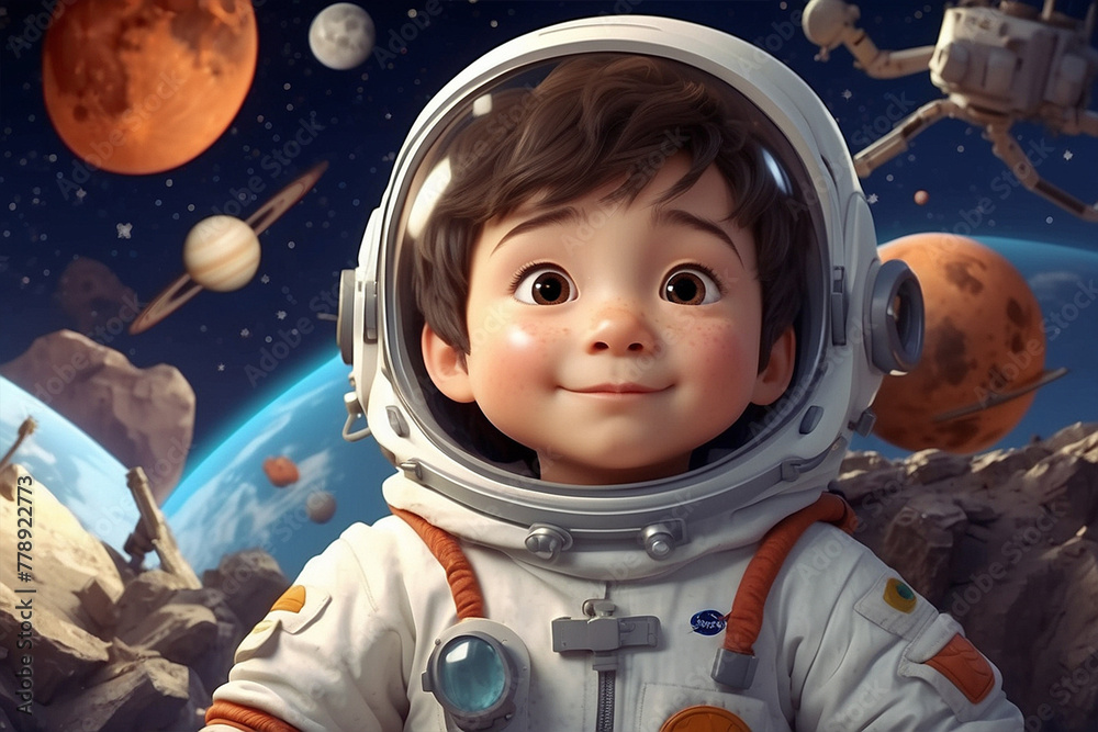 A little boy plays as an astronaut A little boy plays as an astronaut