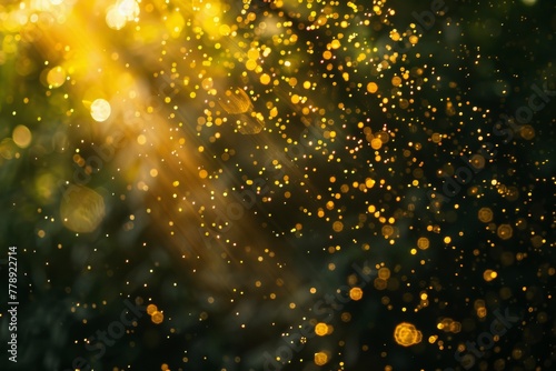 Golden Bokeh and Glitter in Warm Abstract Background
