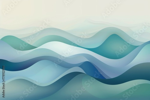 Abstract Waves in Layered Turquoise Design, Copy Space