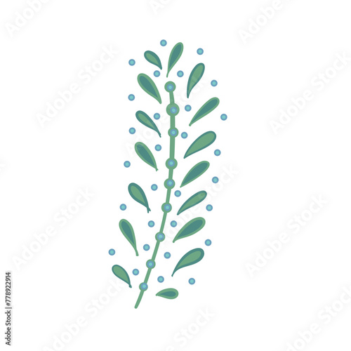 Green curved sprout with silhouette leaf. Icon Isolated on white.