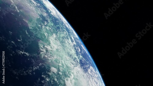 Blue planet in space. Universe and planet. 3D-Rendering. Animation	
