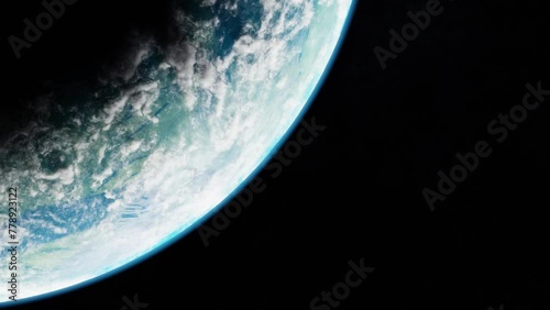 Blue planet in space. Universe and planet. 3D-Rendering. Animation	
