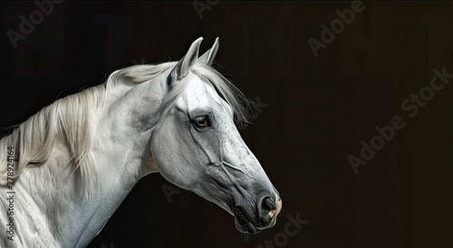 white, horse, horse, haflinger, black background, thoroughbred, mane, long,light, photo studio, domestic, wild, background, drawing, pet, cute, graceful, expensive, attractive, cautious, hunting, inte © Никита Филитов
