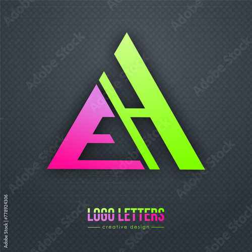 The design of the letters E and H. A logo template for a business card, corporate design, recognizable element of a brand or corporation. The idea of thematic creativity