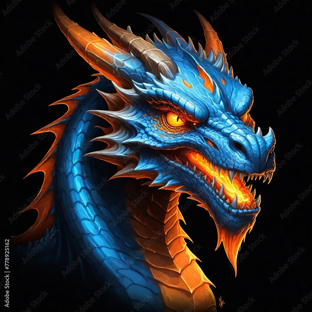 digital-painting-A-blue-and-orange-dragon digital-painting-A-blue-and-orange-dragon