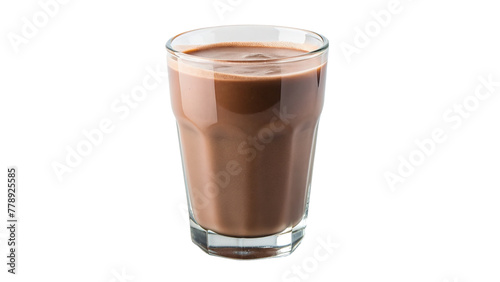 Glass of chocolate milkshake with whipped cream isolated on transparent background