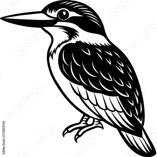 bird on a branch, black Kingfisher silhouette vector illustration,icon,svg,bird characters,Holiday t shirt,Hand drawn trendy Vector illustration,Kingfisher bird on black background