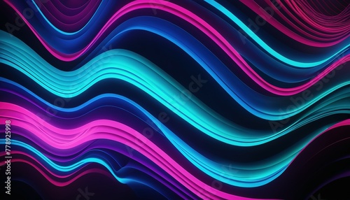 Big Neon Wave. colorful neon line wave glowing in dark  modern simple wallpaper  liquid shapes abstract background. Abstract background with color gradient light waves Backgrounds