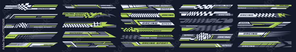 Fototapeta premium Car racing set logotypes colorful