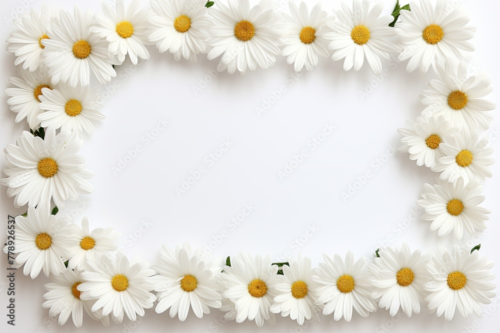 Floral frame with white daisies, copy space Floral frame with white daisies, copy space