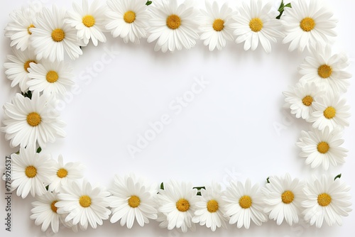 Floral frame with white daisies, copy space © BetterPhoto