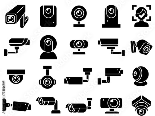 Surveillance camera vector icon collection