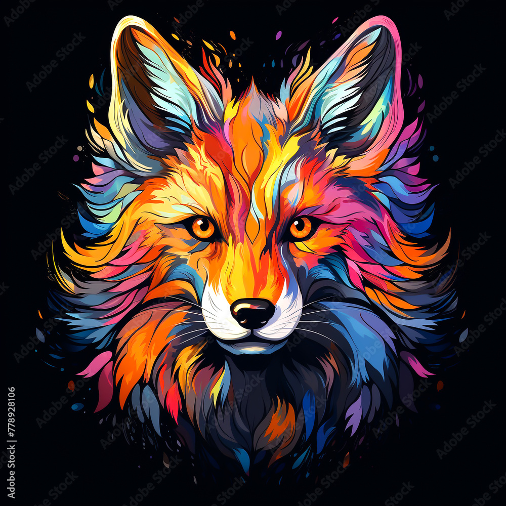 colorful fox face colorful fox face