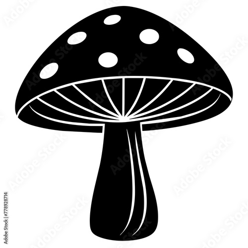 illustration of mushroom, black mushroom silhouette vector illustration,icon,svg,food,mushroom characters,Holiday t shirt,Hand drawn trendy Vector illustration,vegetable on black background