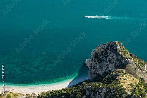 Ancona Conero Regional Park Due sorelle beach view from top and boats