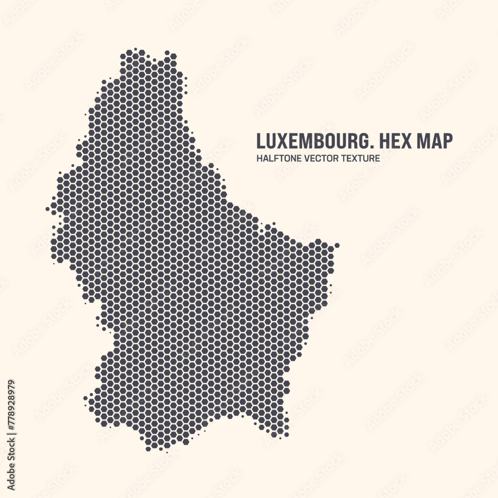 Luxembourg Map Vector Hexagonal Halftone Pattern Isolate On Light Background. Hex Texture in the Form of a Map of Luxembourg. Modern Tech Contour Map of Luxembourg for Design or Business Projects
