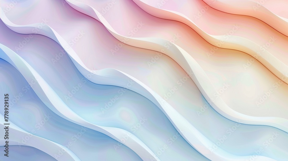 Obraz premium 3D render clay style soothing pastel gradient, with waves of color blending smoothly across the background