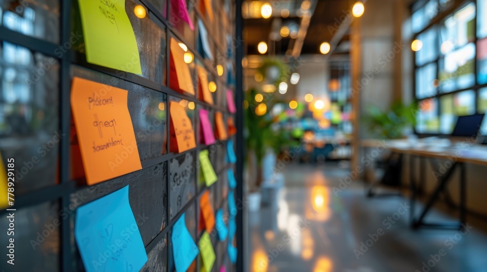 Obraz premium sticky note on brainstorming board at business office. 