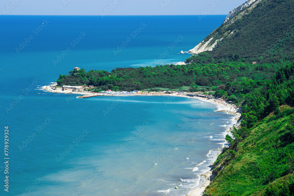 Ancona Portonovo beach in the regional Park of the Conero mount