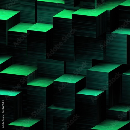 Green and black modern abstract squares background with dark background in blue striped in the style of futuristic chromatic waves  colorful minimalism pattern 