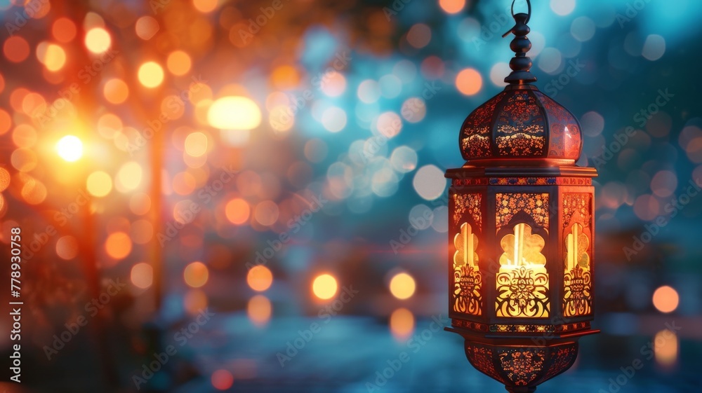 Warm Ramadan Lantern on blurred background Warm Ramadan Lantern on blurred background