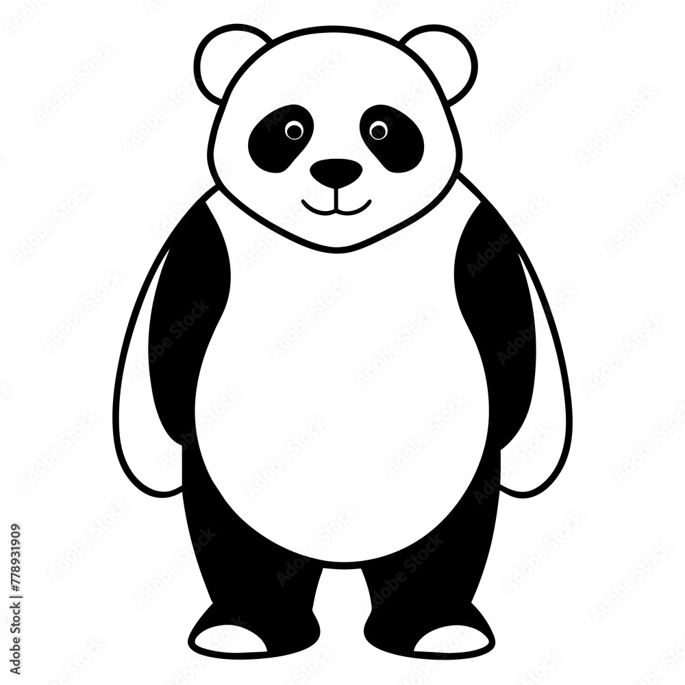 Naklejka premium panda bear illustration vector art silhouette 