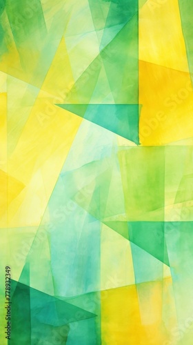 Green and yellow pastel colored simple geometric pattern, colorful expressionism with copy space background, child's drawing, sketch 