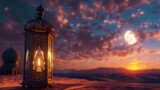 Ramadan Lantern on desert sand