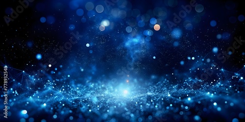 Sparkling Blue Glitter Background With Bokeh Light Effects