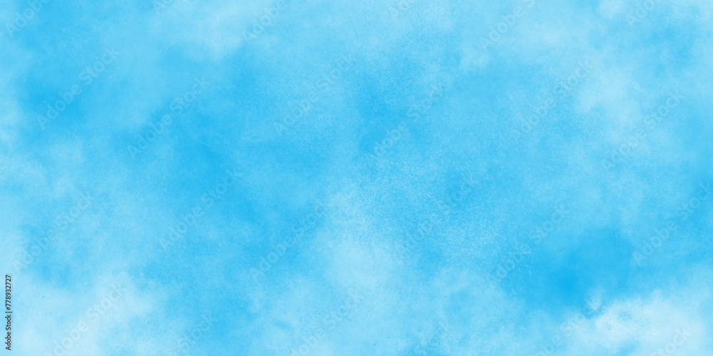 Modern Light sky blue shades watercolor background. Grunge smog texture. blue sky with clouds. blurred and grainy Blue powder explosion on white background. sky background with white fluffy clouds.