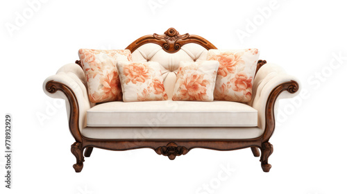 Sofa Interior design concept furniture for living isolated on clear png background and transparent background, AI generative. 