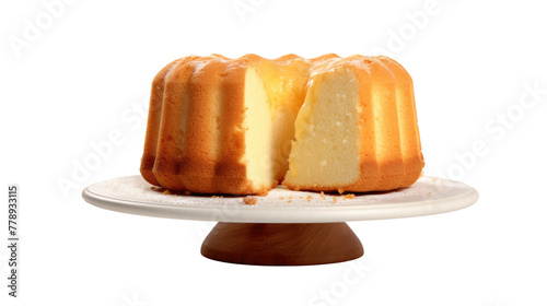 Fresh raw organic butter cake bakery on white isolated on clear png background and transparent background. Bakery and pastry concept for cafe and restaurent, AI generative.	
